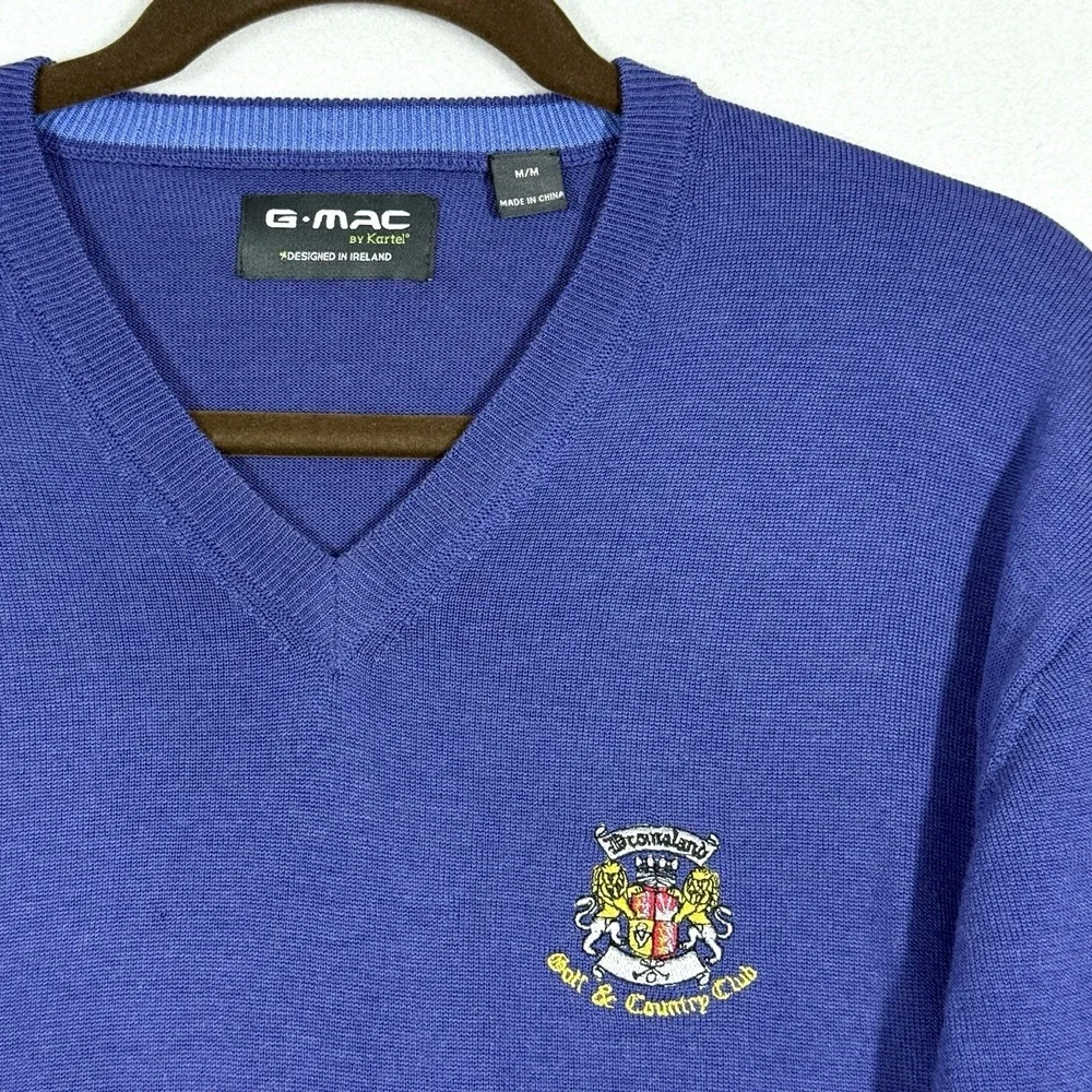 G MAC by Kartel Sweater Mens Medium Wool V Neck Pullover‎ Ireland Dromoland Golf - Picture 6 of 12